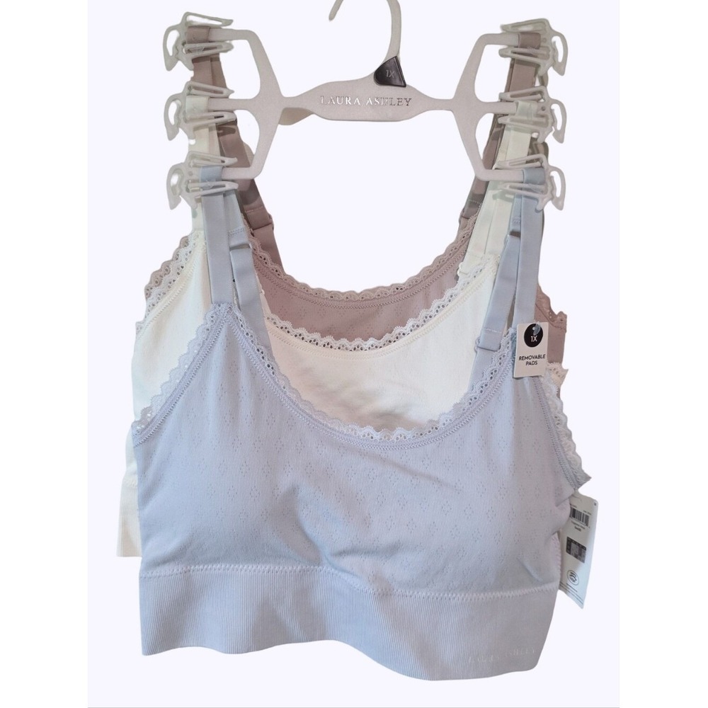 Laura Ashley 3pk Active Athletic Comfy Lounge‎ Sports Bras Bralettes Plus Size
